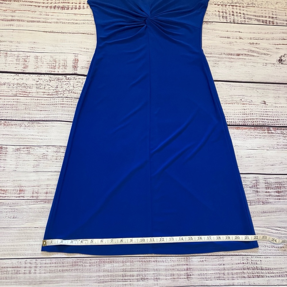 Blu Sage Blue Ruched V-Neck Sheath Dress, S - Picture 12 of 14
